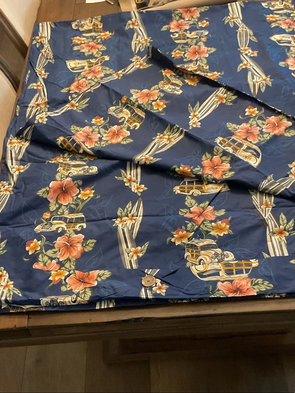 Navy Floral Surfboard Print Queen/Full duvet cover by Dean Miller